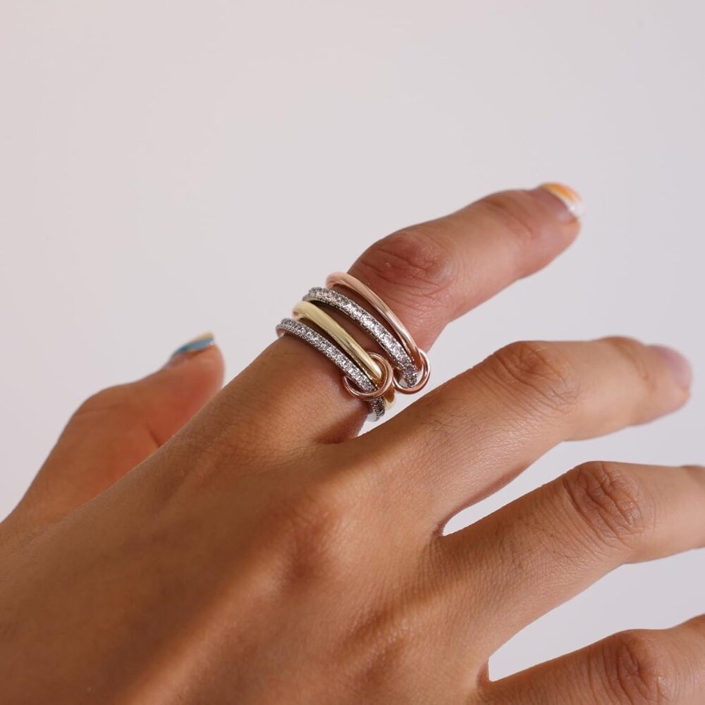 Trendy 18k Gold Plated Stackable Rings Set - Non … - image 3